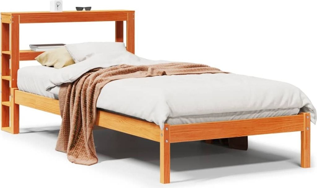 Maison Exclusive - Bettgestell mit Kopfteil ohne Matratze Wachsbraun 100x200 cm