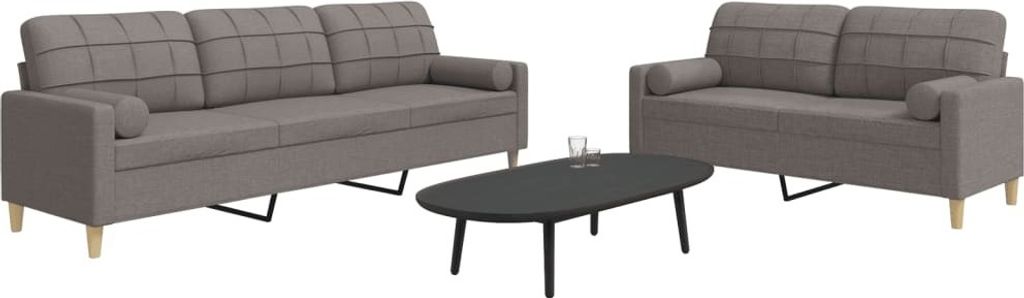 Maison Exclusive - 2-tlg. Sofagarnitur mit Dekokissen Taupe Stoff