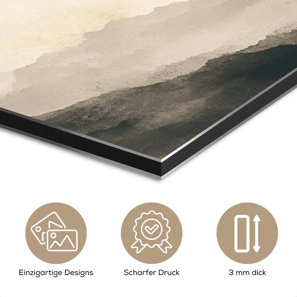 MuchoWow Wanddekoration Metall Metallbild Wandkunst 80x120 cm Landschaft - Japandi - Vogel MuchoWow Aluminium Gemälde - Bilder