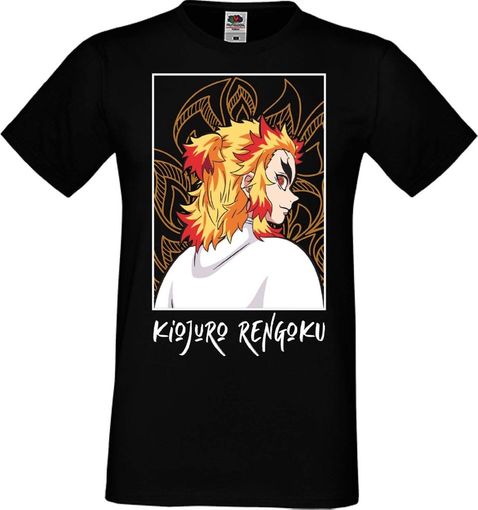 Herren T-Shirt Manga Anime Demon Anime Slayer Kyojuro Rengoku 03 Scorching Sun, Man 4XL / Schwarz