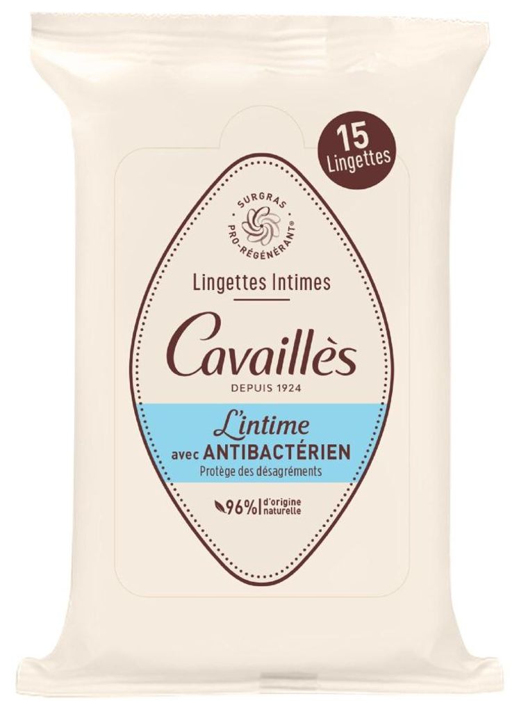 Set, Roge Cavailles, Antibakterielle Intimpflegetü cher, 15 Stü ck