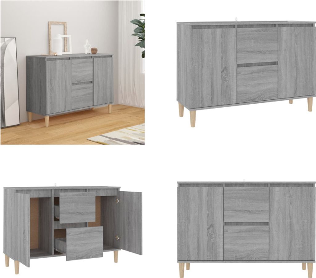 vidaXL Sideboard Grau Sonoma Eiche 103,5x35x70 cm Holzwerkstoff - Sideboard - Sideboards - Schrank - Sideboardschrank