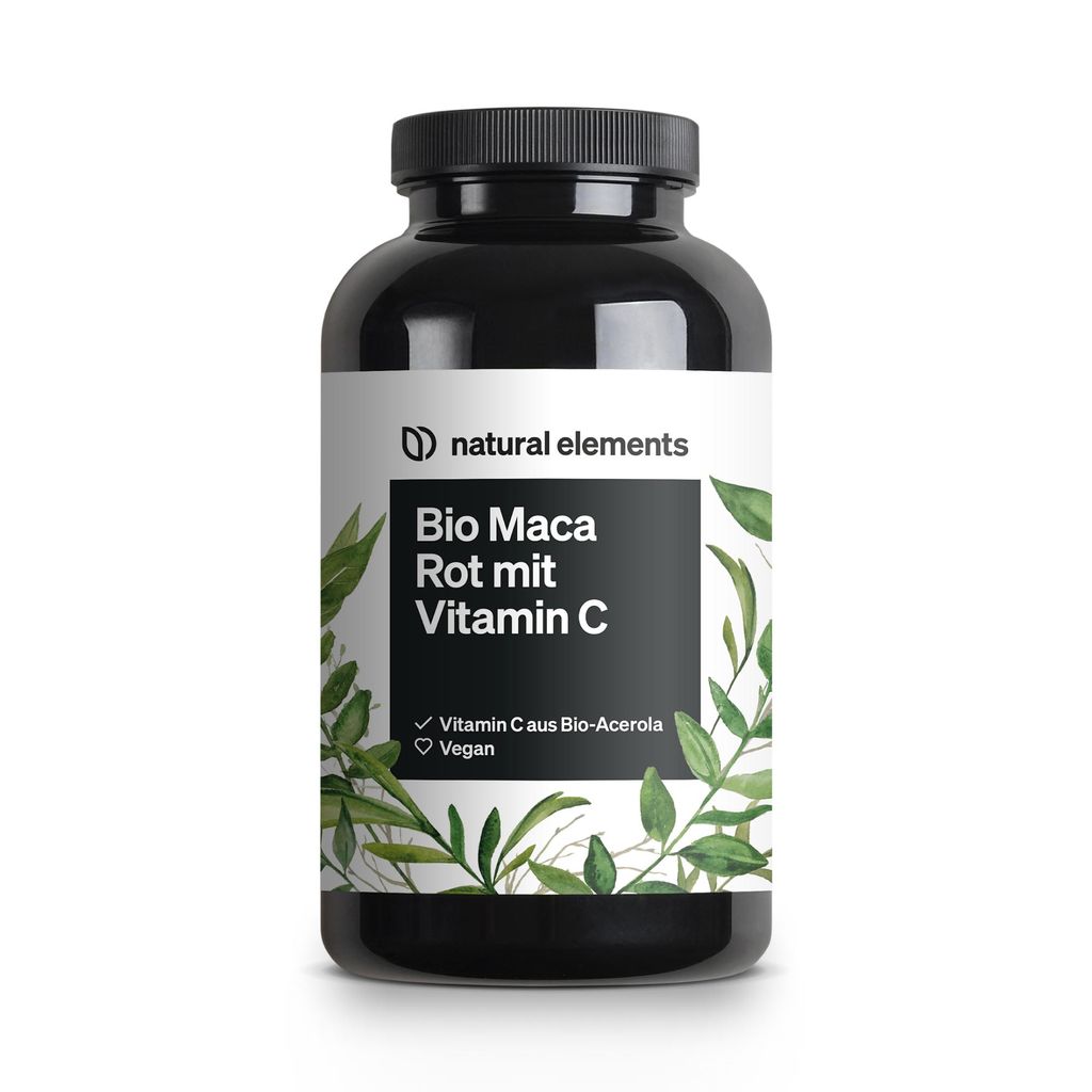 natural elements Maca Rot – 3000 mg Maca rot pro Tagesdosis – 180 Kapseln + Vitamin C