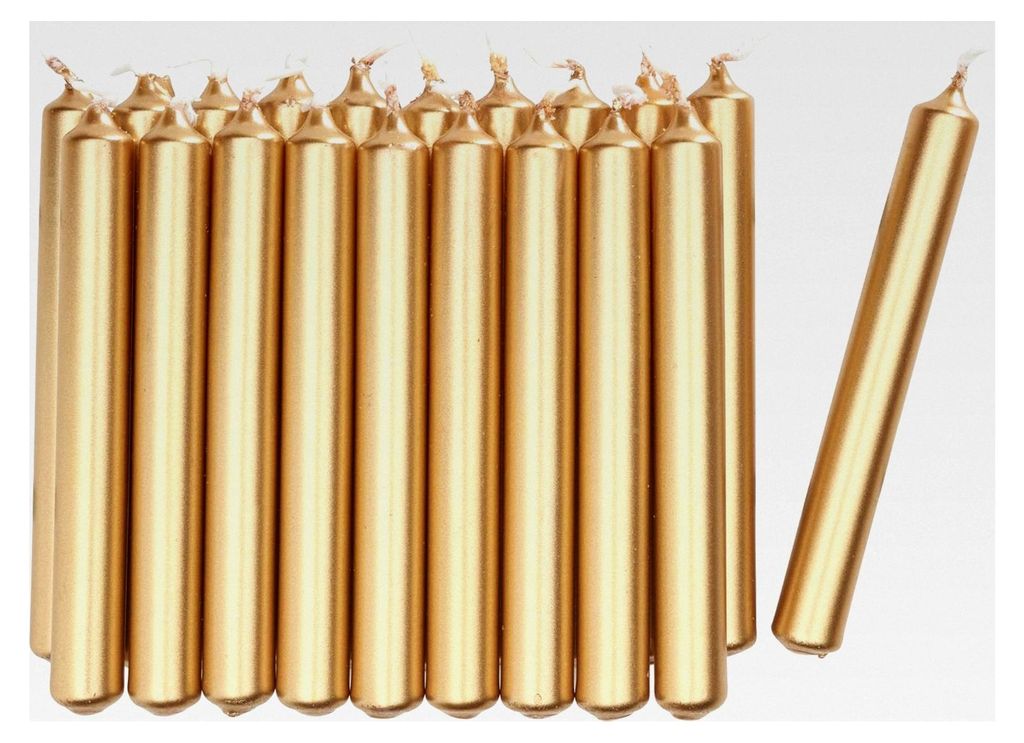 Baumkerzen Gold 20 Stück Kerze 1,3 cm Durchmesser 10,5 cm Länge Paraffin aus Deutschland Weihnachten