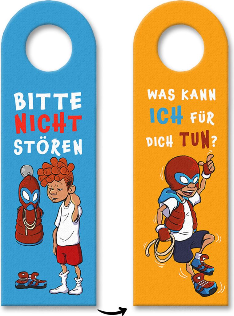 Cooler Spinnen Superheld Türhänger 10er Set für kleine rothaarige Superjungs