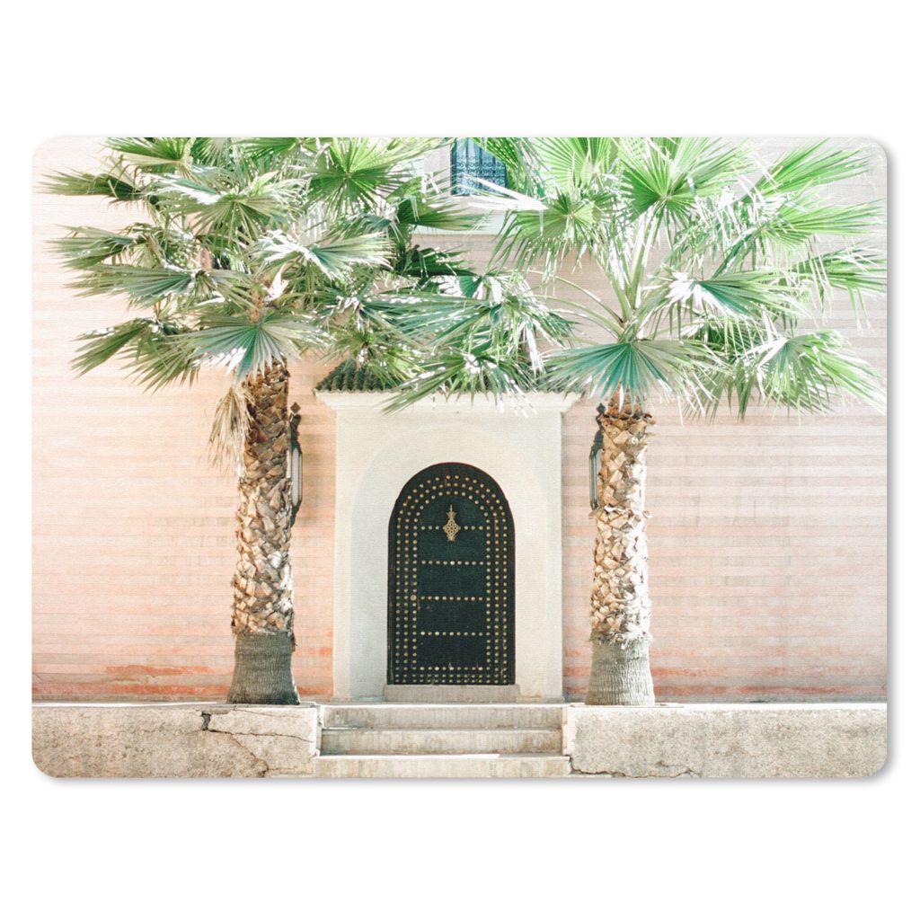 MuchoWow Mauspad Mousepad Tür - Marrakesch - Palme - Weiß - Tropisch 23x19 cm - Mousepads - Maus Mat - Pad - Mausunterlage - Schreibtischunterl...