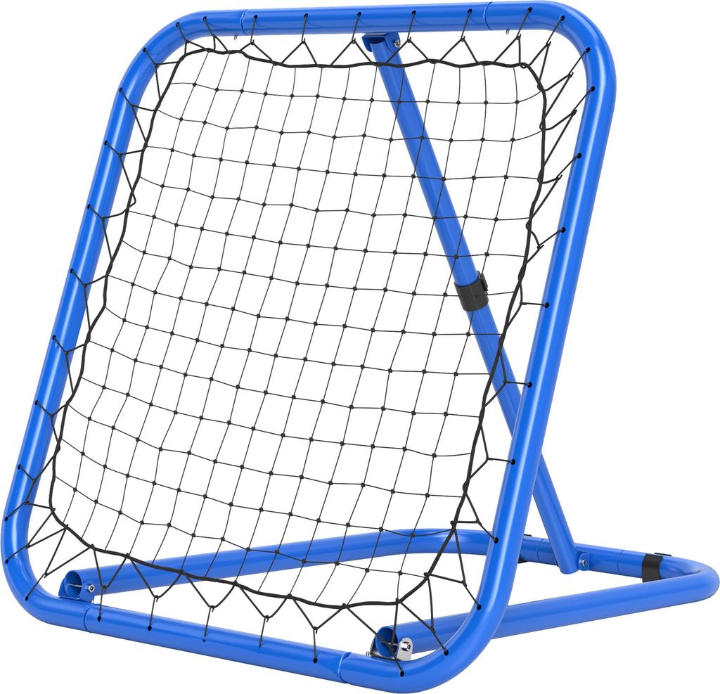 Fußball Rebounder-Netz, klappbar, Rückprallwand, Verstellbar in 5 Stufen, Metall, 78 x 84 x 65-78 cm, Blau