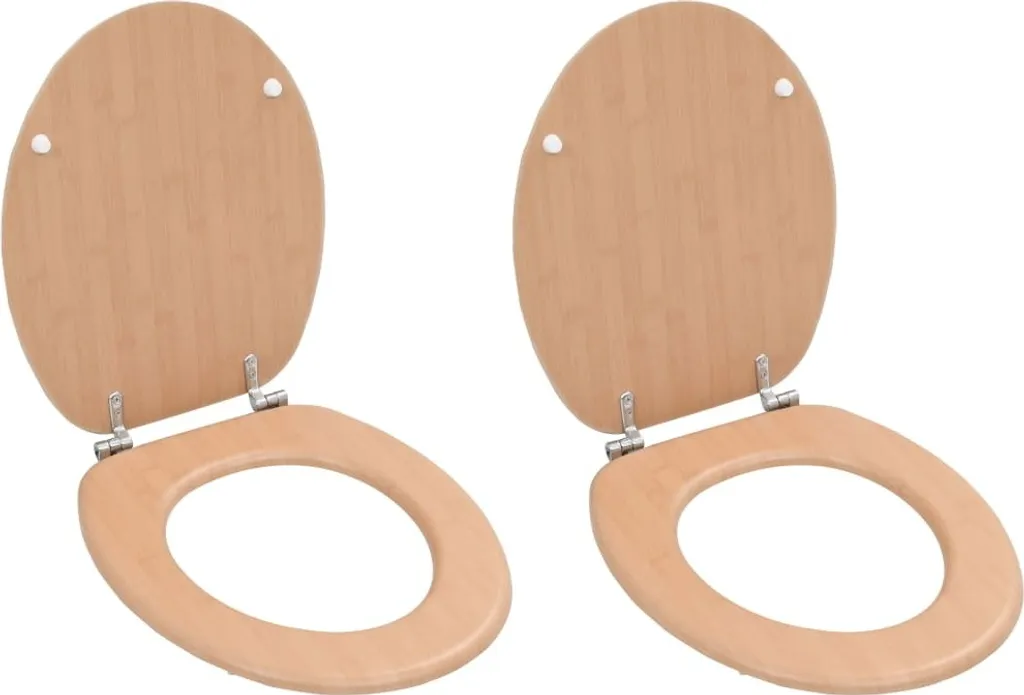 The Living Store Sièges de Toilette 2 pcs avec Couvercle Design Bambou