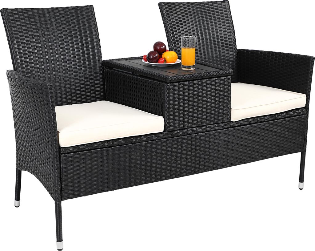 CASARIA® Banc de jardin en polyrotin noir max. 320kg avec Image du produit 