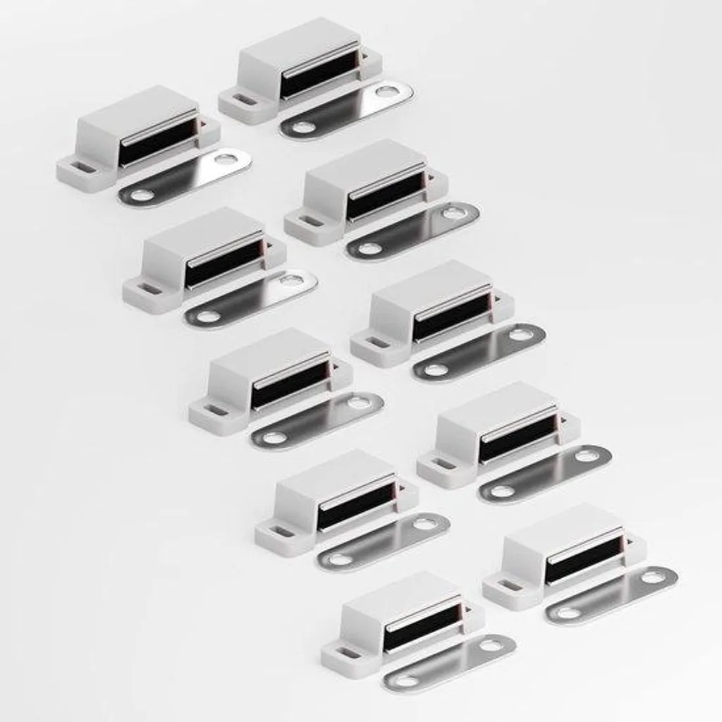 Loqueteau magnétique extra plat pour porte de placard et tiroir - 10 pcs