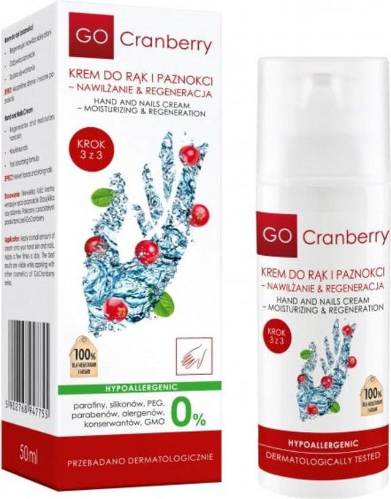 GoCranberry feuchtigkeitsspendende und regenerierende Hand- und Nagelcreme 50 ml