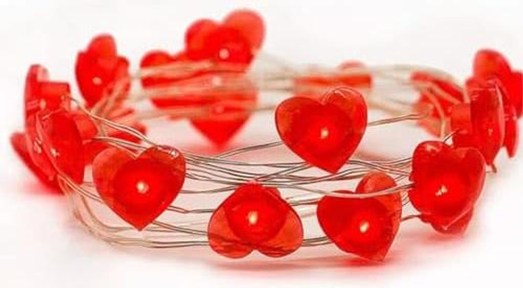 Herzförmige Lichterkette - Batterie-betrieben, Dekoration für Valentinstag & Hochzeit