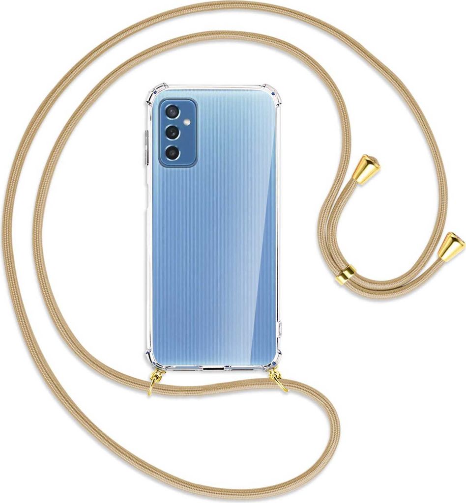 Handykette Backcover-Schutzhülle mit Band (Metall goldfarben) für Samsung Galaxy M52 5G (M526) - caramel
