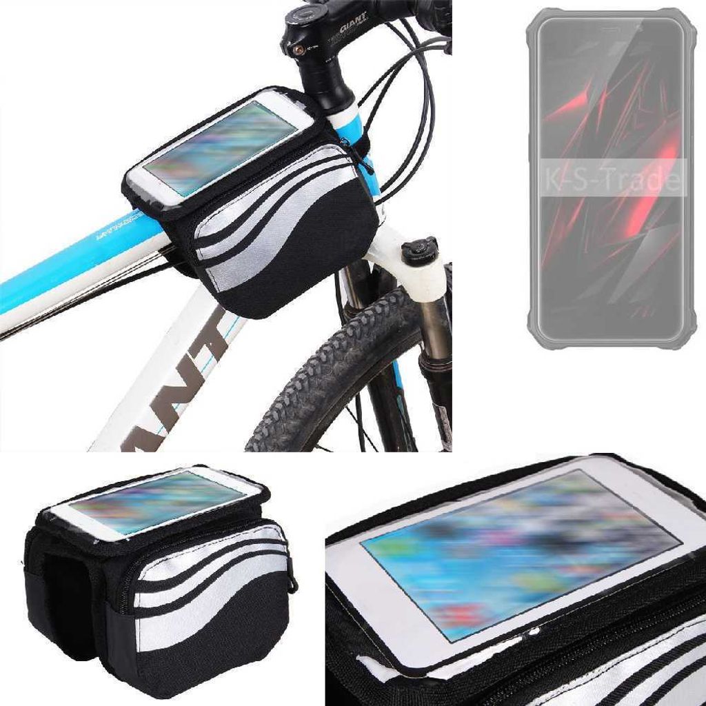 K-S-Trade Rahmentasche Fahrrad-Halterung kompatibel mit FOSSiBOT F101 Pro Rahmenhalterung Fahrrad Handyhalterung Fahrradtasche Handy Smartphone