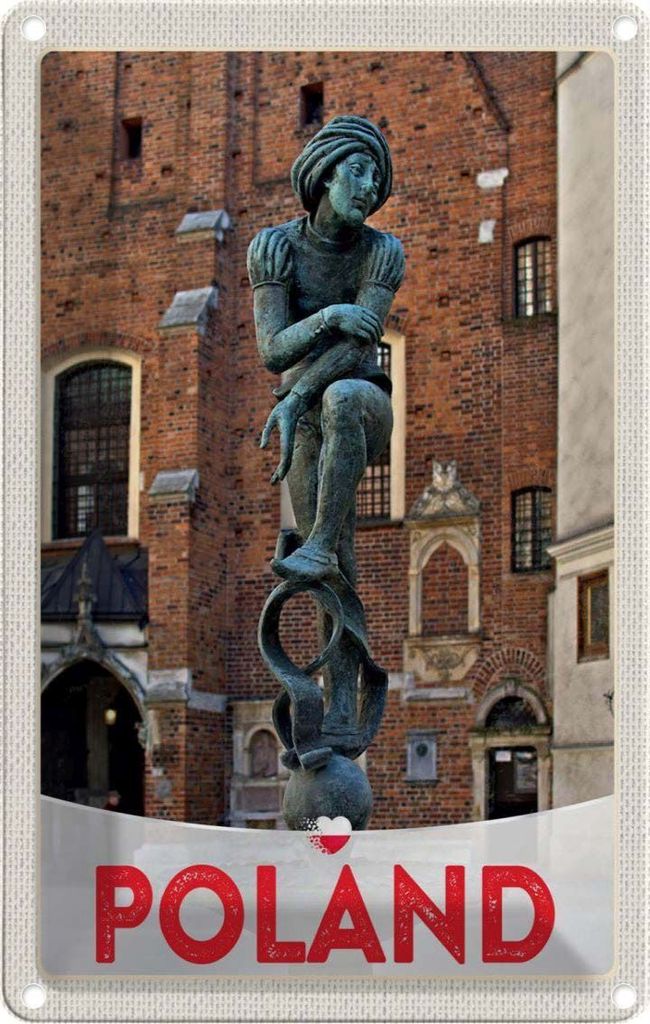 vianmo Blechschild 18x12 cm Polen Europa Skulptur Altstadt Bildmotiv Reisemotiv Abenteuer Reisen