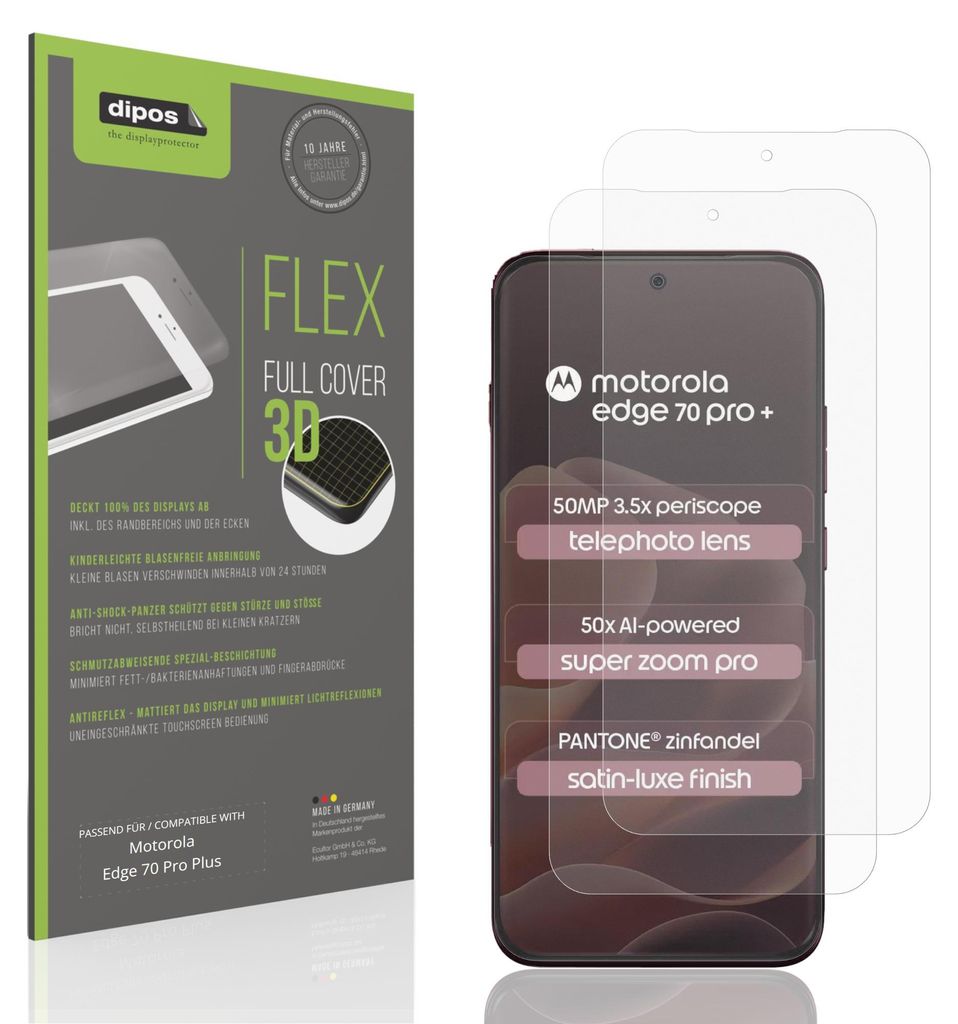 2x Full Cover Schutzfolie matt für Motorola Edge 70 Pro Plus Panzerfolie Anti-Shock