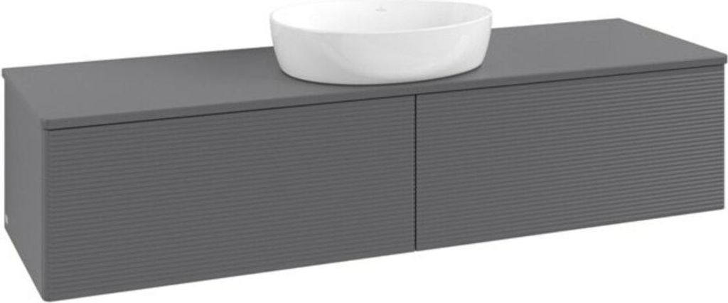 V&B Waschtischunterschrank mit Frontstruktur Antao 160x50cm, WBP-farbe Lac, Anthrac. m Lac
