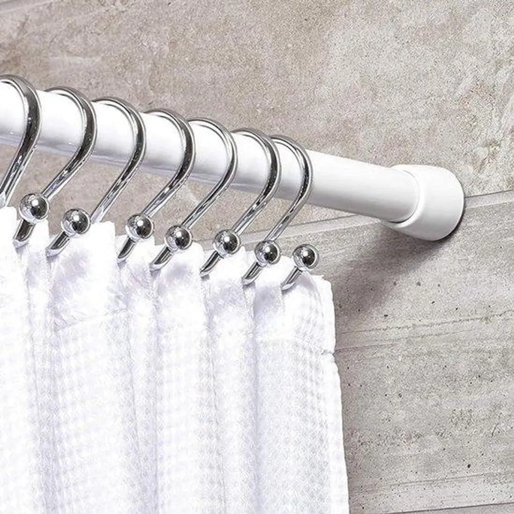 Tringle à rideau de douche en acier inoxydable blanc moyenne 110-200cm