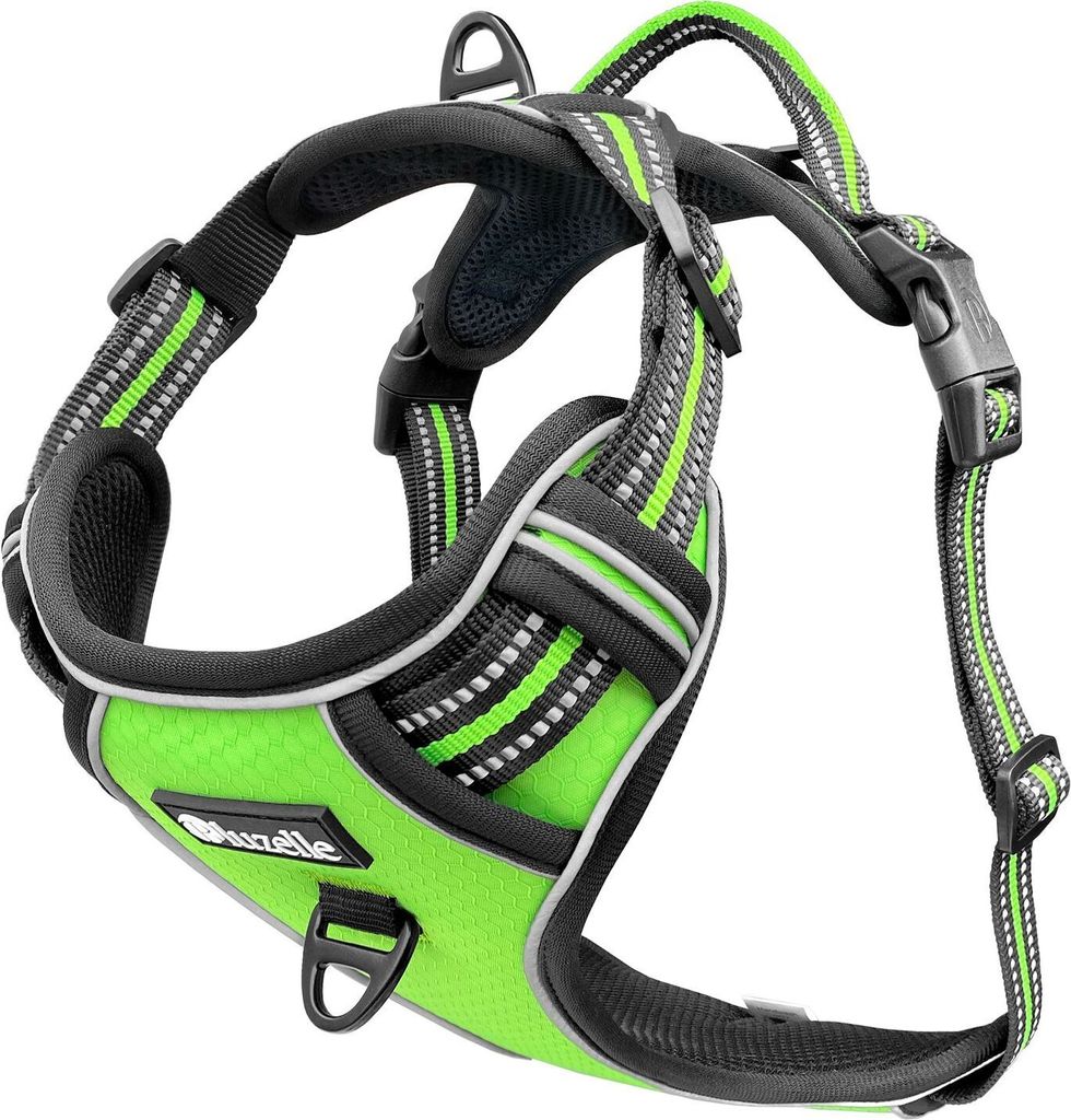 BLUZELLE Hundegeschirr Kleine Hunde, Reflektor Brustgeschirr mit Griff & Tasche für GPS Tracker, Anti-Zug Hundeweste Hund-Warnweste Atmungsaktiv, ...