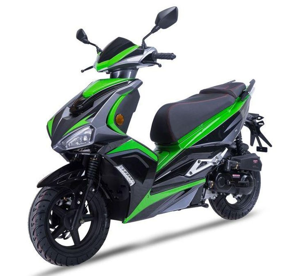 Motorroller Striker 50ccm 25 km/h Euro 5, grün mit Top Case Produktbild 