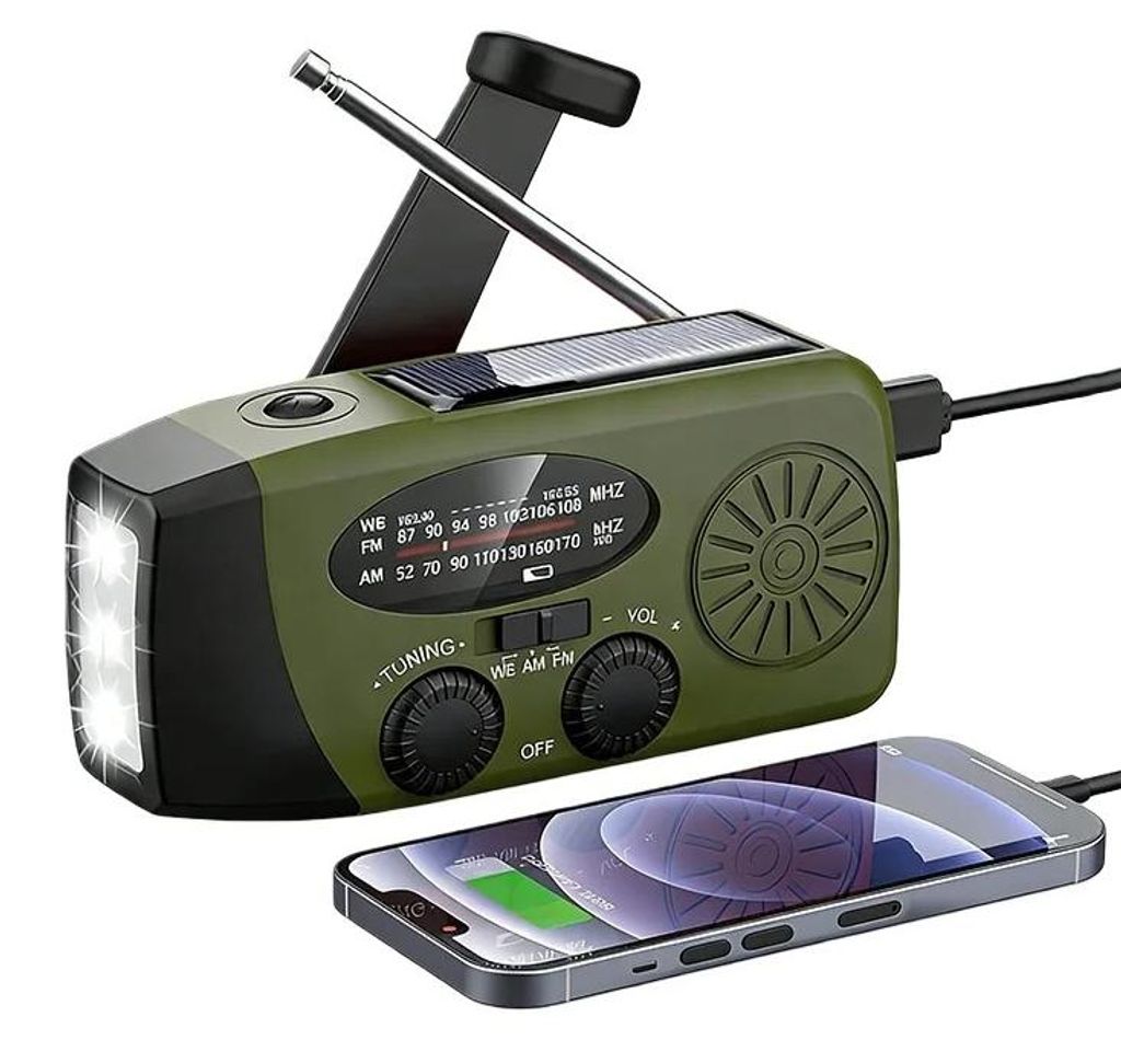 Solar-Kurbelradio mit Powerbank, AM/FM/Wetterfunk, Produktbild 