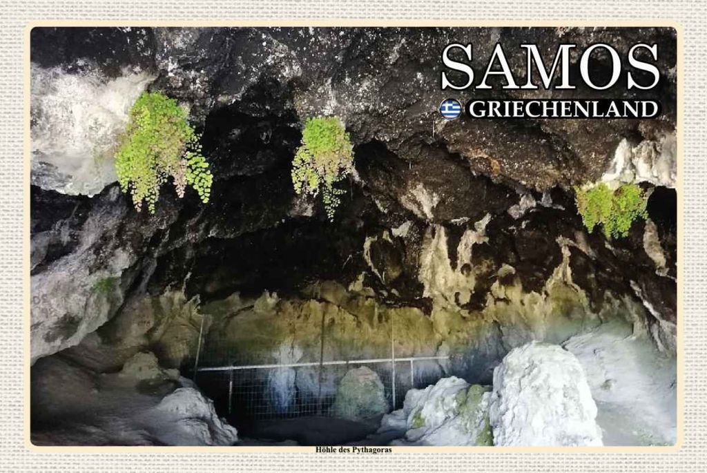 vianmo Holzschild 20x30 cm Samos Griechenland Höhle des Pythagoras Bildmotiv Reisemotiv Europa