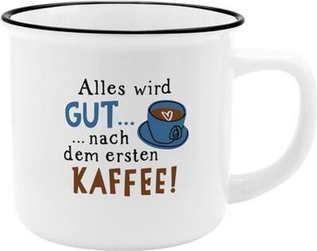Becher in Emailleoptik "Das Glück soll immer an deiner Seite sein!"