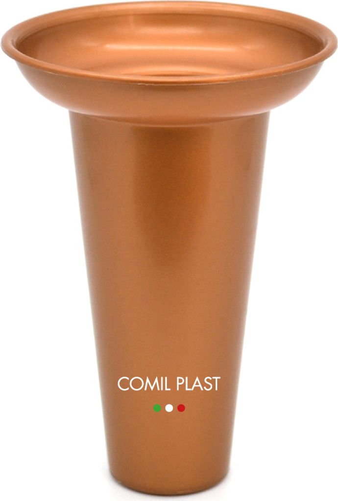 Comil Plast | Innenblumenhalter aus Kunststoff für Friedhofsvase Kupferfarbe | Durchmesser 10 cm, Höhe 15 cm., fünfzehn