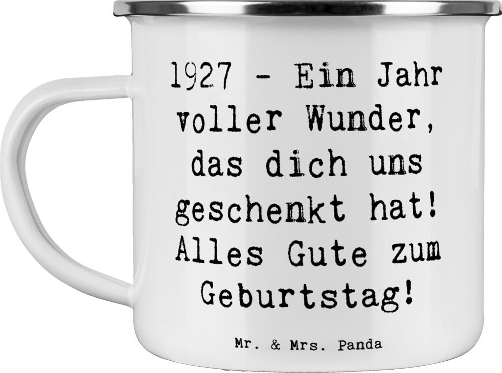 Mr. & Mrs. Panda Teetasse Spruch 1927 Geburtstag - Weiß - Geschenk, Jahr voller Wunder, Geburtstagsgeschenk, besonderer, Emaille Tasse, Pott, Gebu...