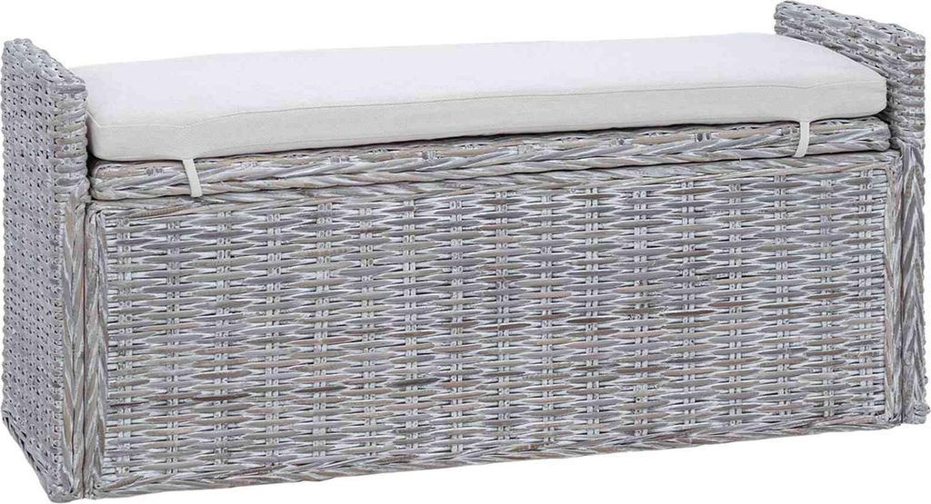 vidaXL Lavice s úložným prostorem bílá omytá 110 x 40 x 50 Obrázek produktu 