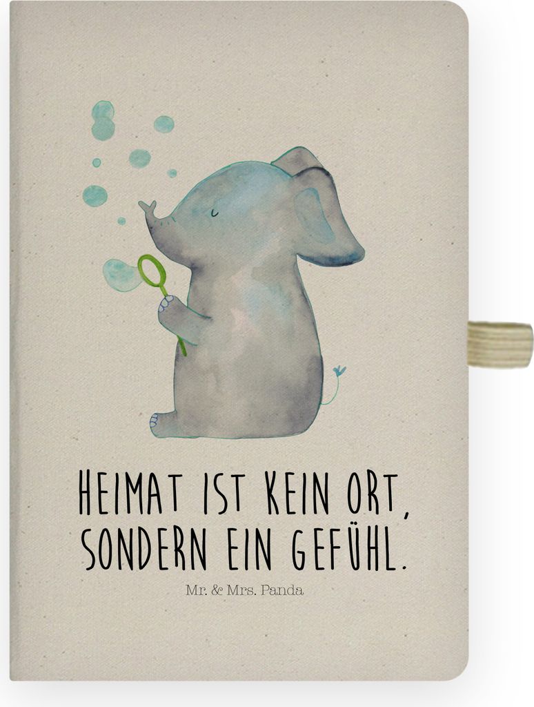 Mr. & Mrs. Panda Journal Elefant Seifenblasen - Transparent - Geschenk, Lustige Sprüche, Kladde, Heimat, Tagebuch, Elefanten, notizbuch, Adressbuc...