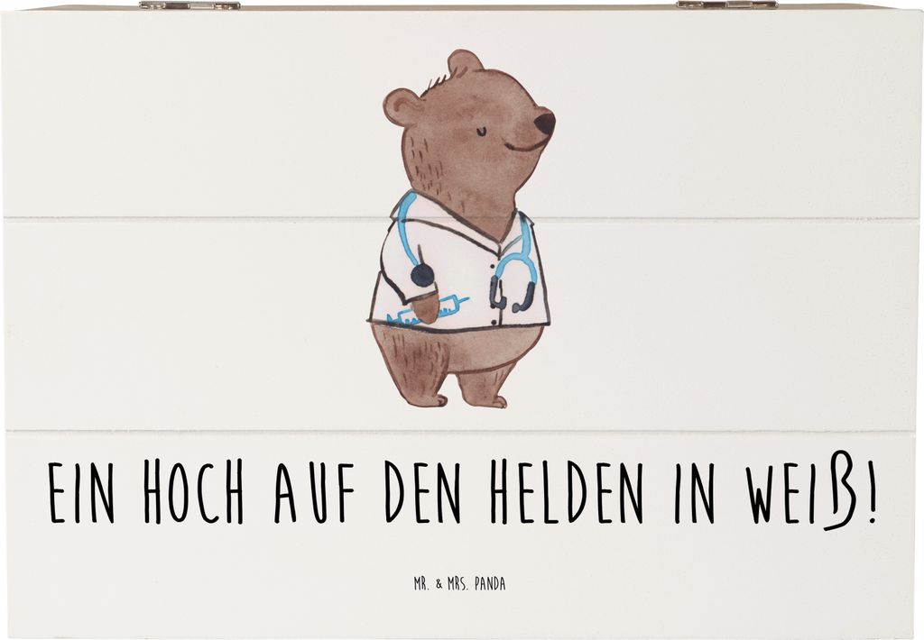 Mr. & Mrs. Panda Kiste Arzt Held 22 x 15 cm - Weiß - Geschenk, schatztruhe, Anerkennung, Danke sagen, medizinische Berufe, fotobox, Bedanken, Wert...