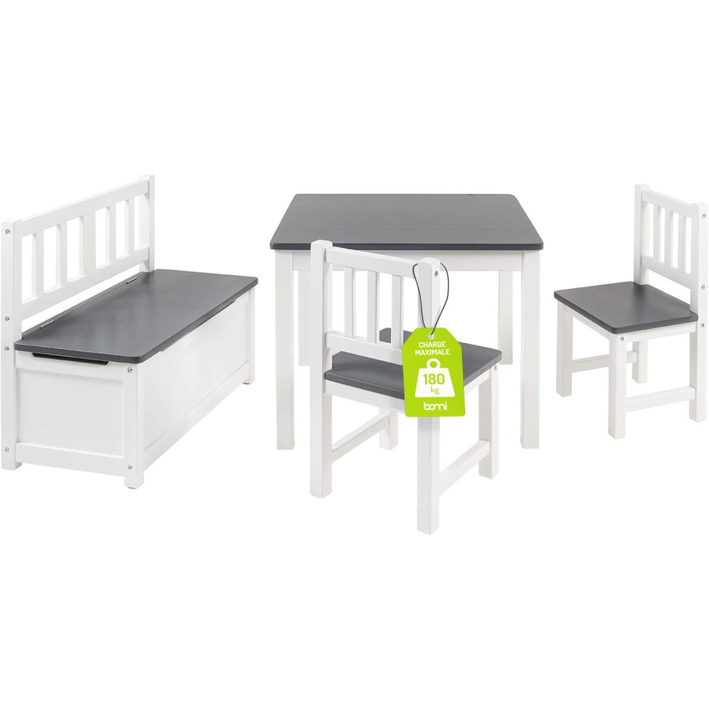 BOMI® Ensemble table et chaises pour enfants en bois massif Image du produit 