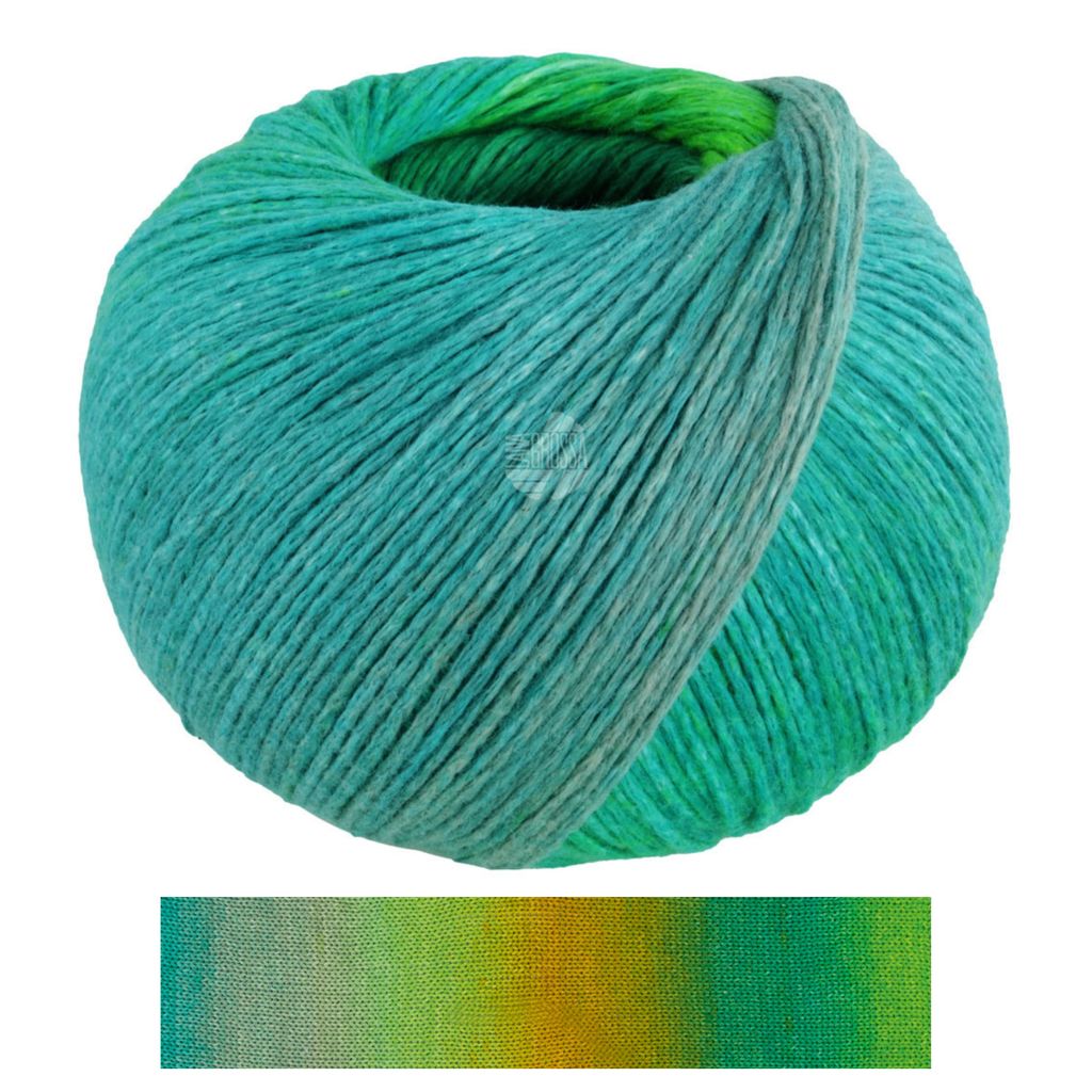 A ball of yarn with a color gradient.