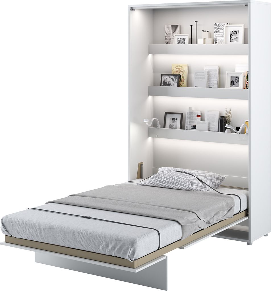 MEBLINI Schrankbett Bed Concept - Wandbett mit Lattenrost - Klappbett mit Schrank - Wandklappbett - Murphy Bed - Bettschrank - BC-02 - 120x200cm Ve...