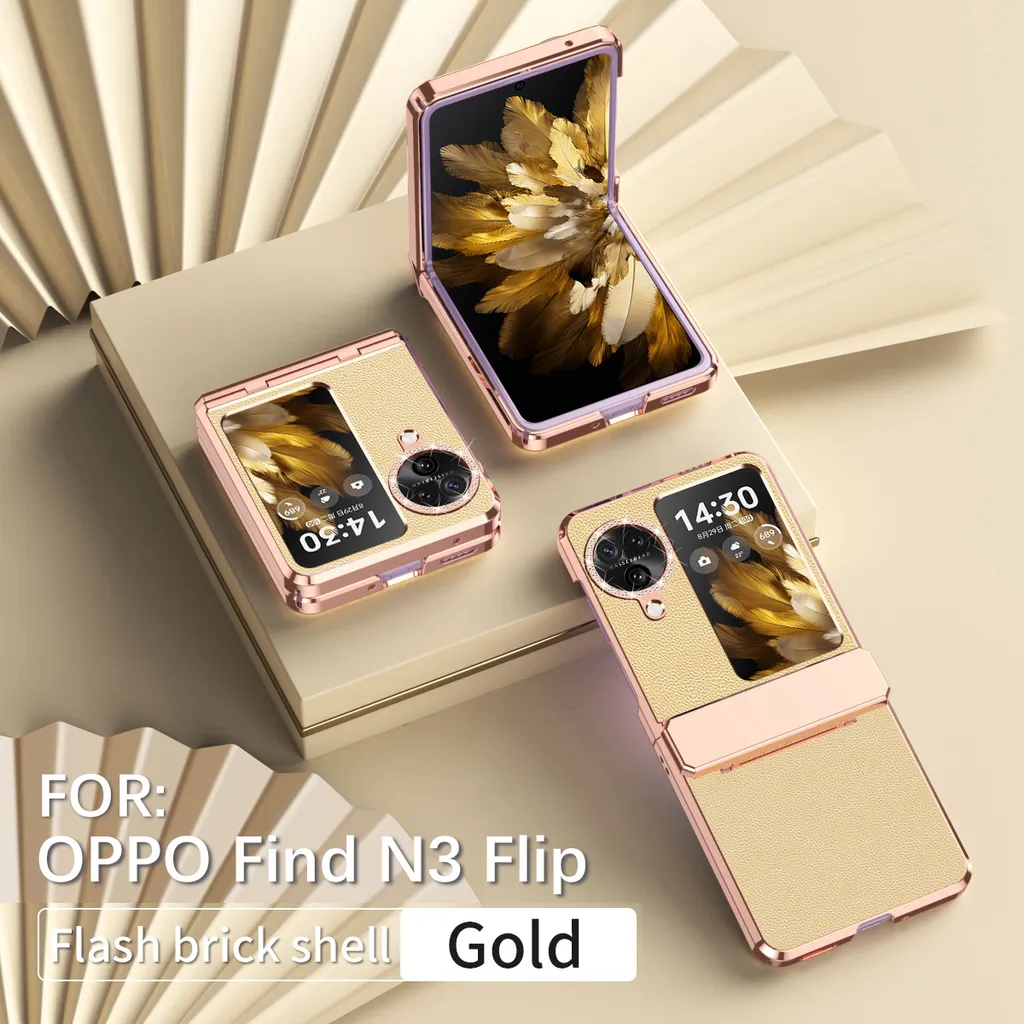 Cover Slim Oppo Find N3 Flip Oro Lucido | Custodia con Strass e Cerniera - 2
