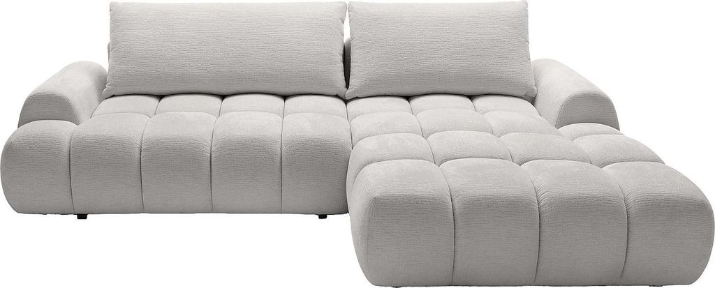 Ecksofa mit Schlaffunktion - Ecke rechts - Chenille - Hellgrau - FARNETA