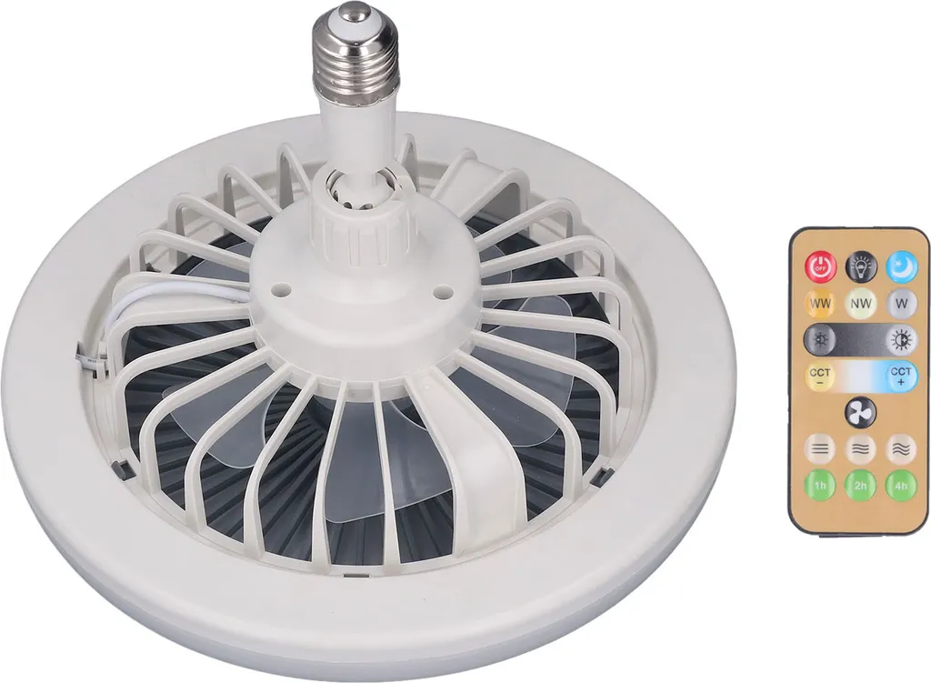 Mini Ventilatore da Soffitto E27 con Telecomando e Luce LED 30W - 3