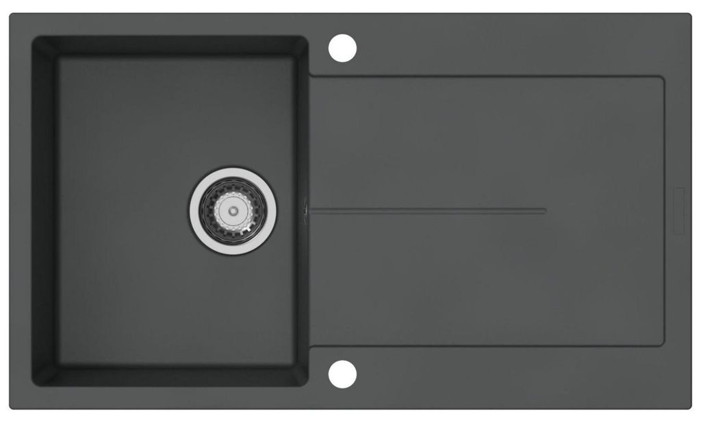 SOTECH Einbauspüle Atlanta D-100 860 x 500 mm dunkelgraumetallic – Einzelbecken mit Abtropffläche, inkl. Siphon