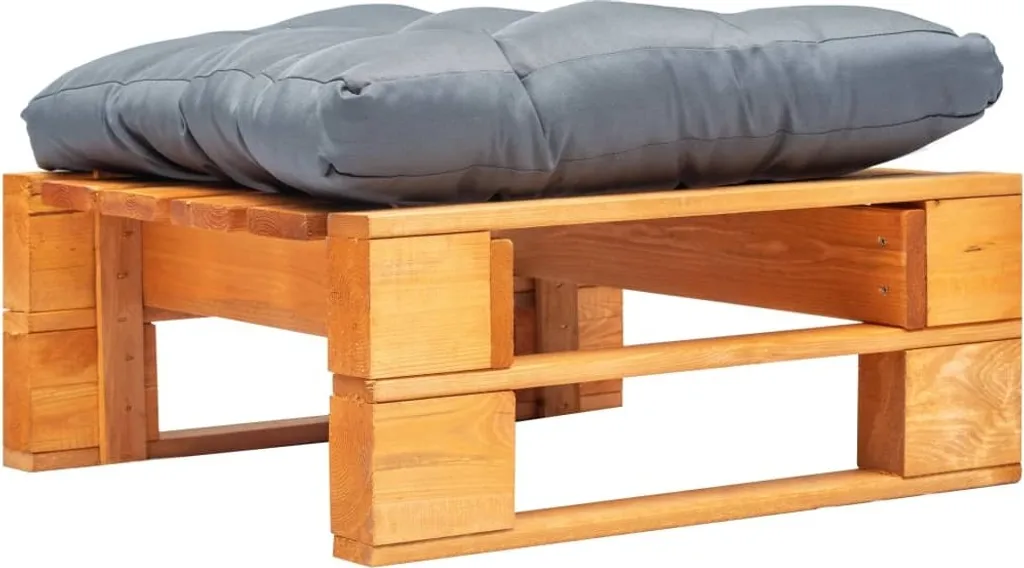 Pouf in Pallet con Cuscino in Legno Grigio Marrone Miele | Outdoor & Indoor