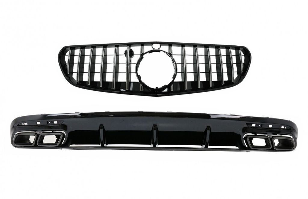 Diffusor für Mercedes S C217 Coupé 18-20 S63 Facelift Look Kühlergrill Schalldämpfer