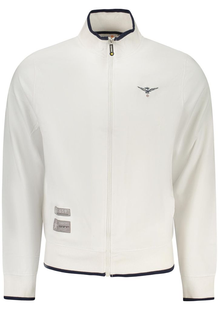 Herren-Weißer Zip-Hoodie mit kontrastierenden Details und Logo