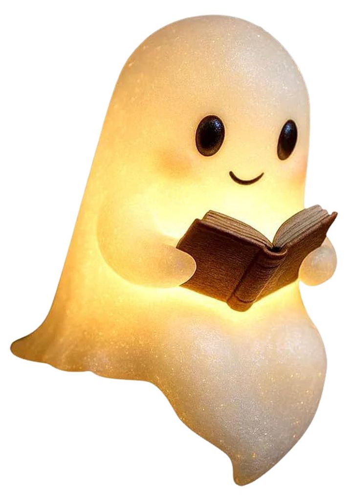 Geister-Nachtlicht, Schreibtischlampe, Geister-Leselampe, Cartoon-Geister-Nachttischlampe für Halloween-Dekoration, Geschenk für Bücherliebhaber