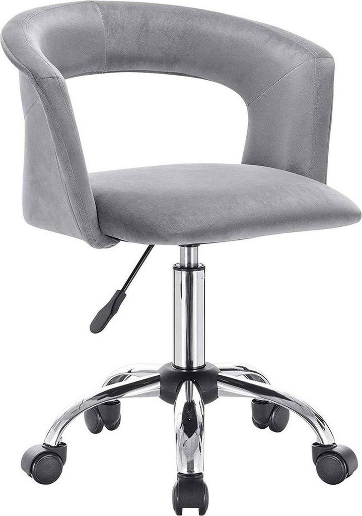 Bürostuhl - Samt - Hellgrau - Ergonomisch - Höhenverstellbar