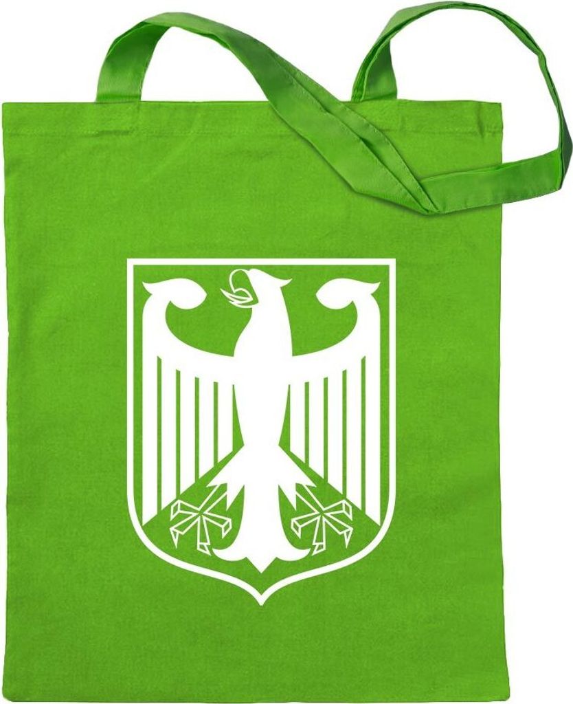 Kiwistar - Baumwolltasche - hellgrün - Bundeswappen Deutschland Rahmen - Tragetasche Stoffbeutel Umhängetasche Langer Henkel