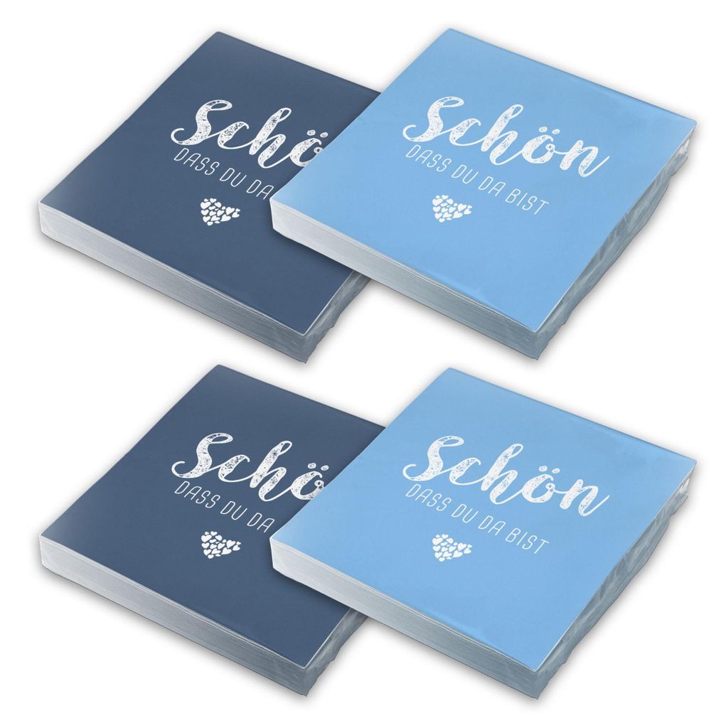 itenga 80x Serviette Schön dass du da bist (40x hellblau - 40x dunkelblau)