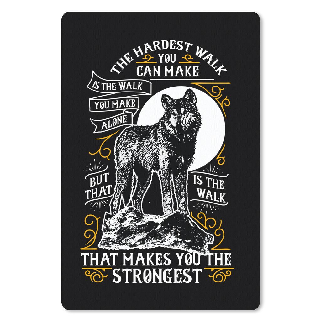 MuchoWow Mauspad Mousepad Wolf - Retro - Briefe - Zitat 40x60 cm - Mousepads - Maus Mat - Pad - Mausunterlage - Schreibtisch Accesoire