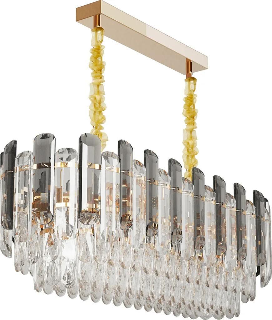 Lustre en cristal Vrygle doré : modèle ovale à 3 niveaux, Image du produit 