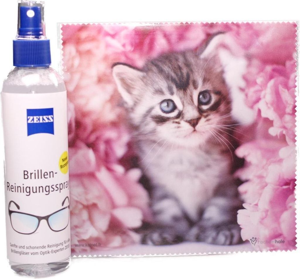 Mikrofasertuch "Kätzchen zwischen pinken Blumen" Größe 18,5*18,5 cm von La Kelnet