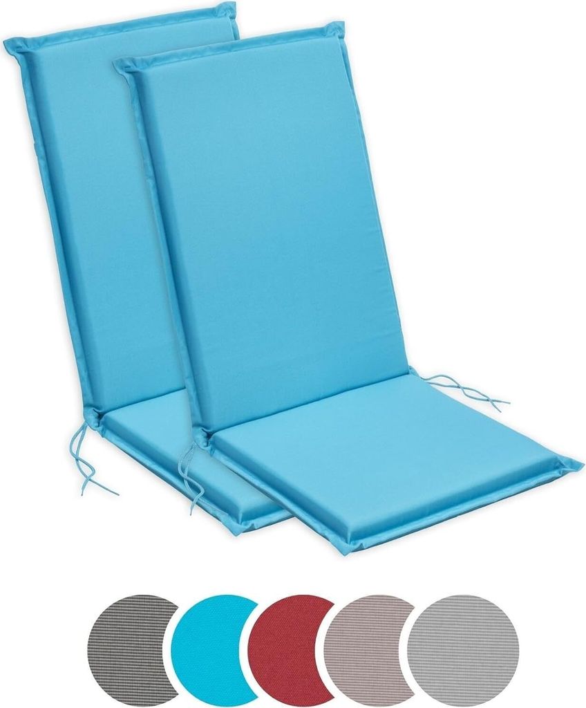 sleepling - 2er Set Hochlehner Auflage, Gartenstuhlauflage, 120 x 50 cm, 6 cm dick, rot